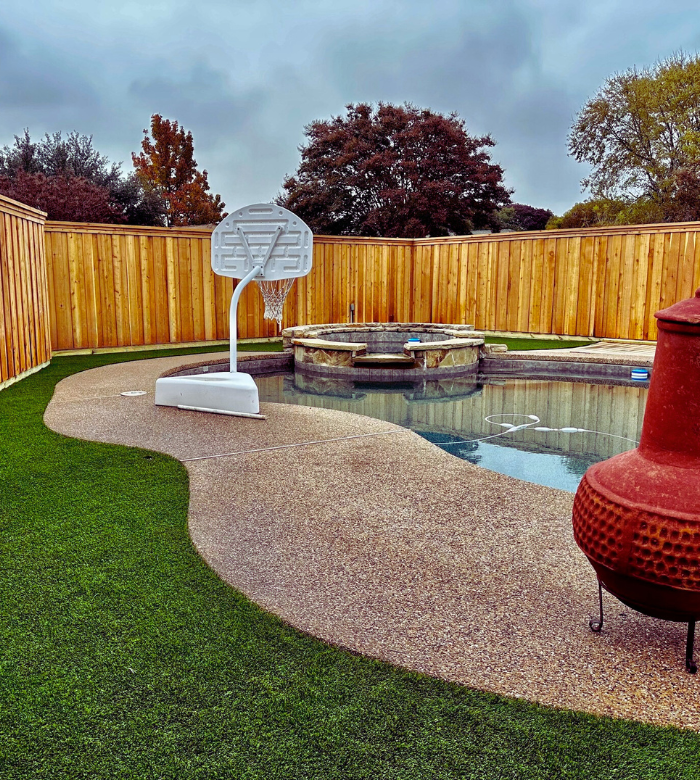 hancock fence custom residential cedar fence by pool in backyard